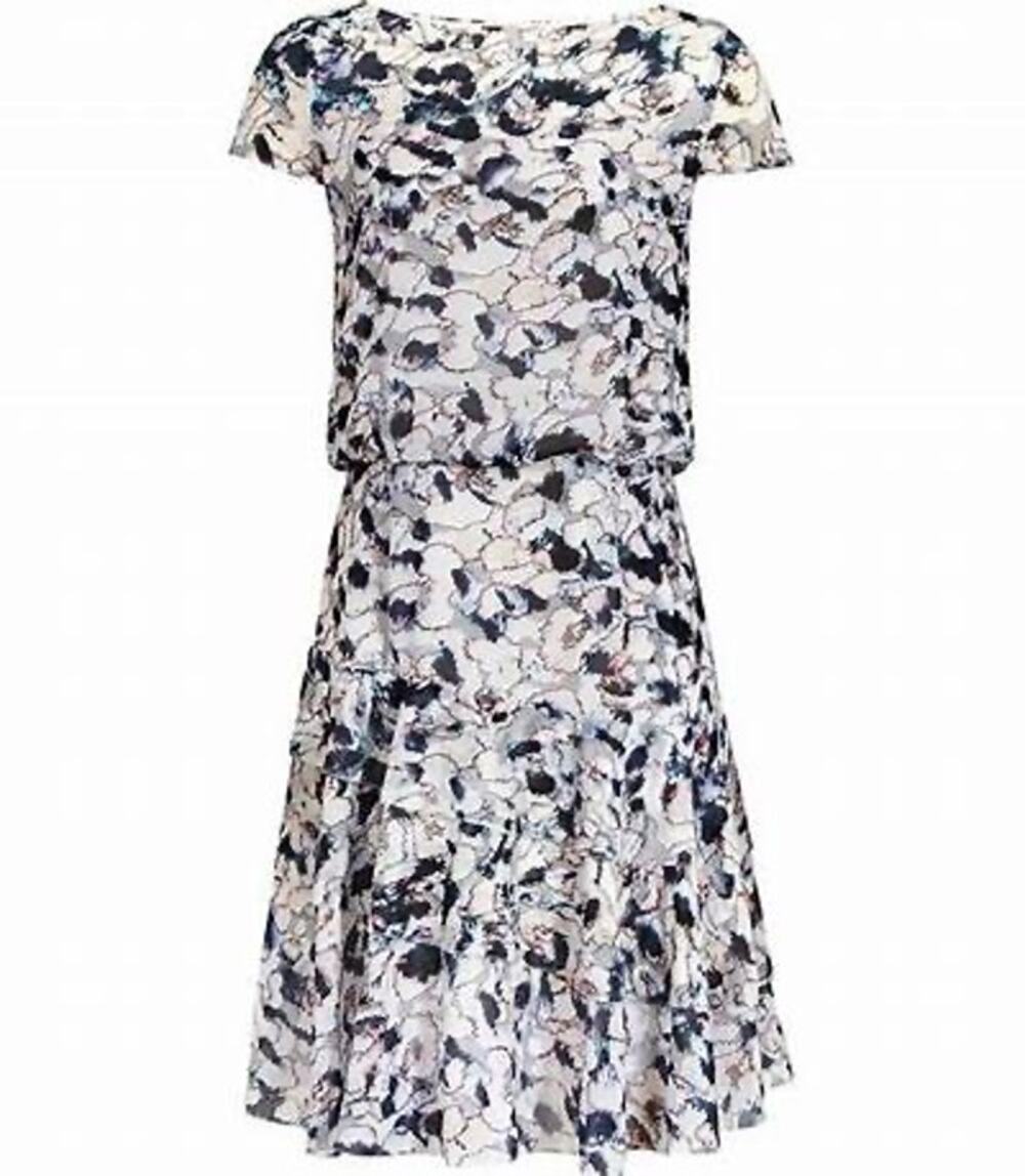 Reiss Annah Tiered Abstract Floral Watercolor Cap Sleeve A-Line Dress Size 6